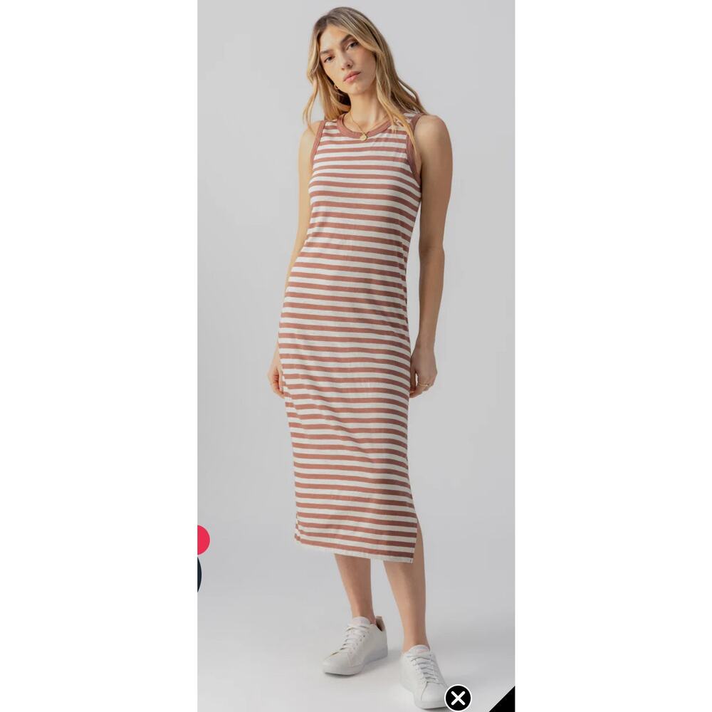 Sanctuary Contrast Trim Maxi Dress Small NWT Mocha Cream